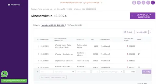 Ewidencja przebiegu pojazdu dla celów VAT